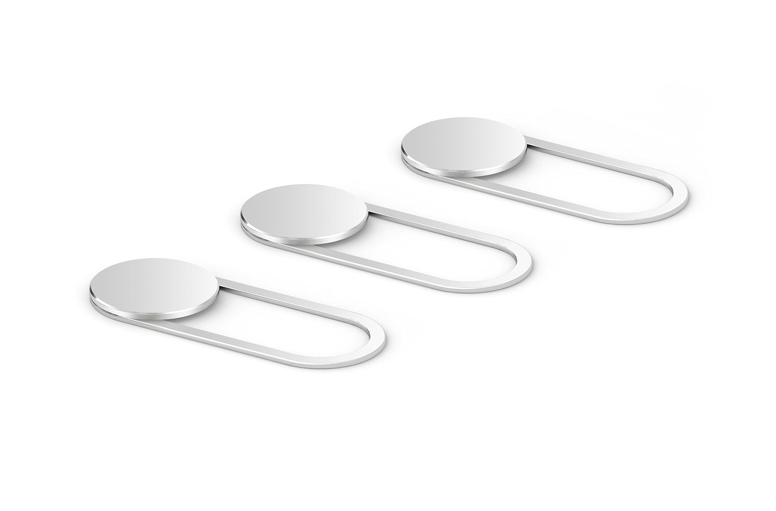 Webcam Cover for Laptop Computer MacBook PC Tablets Echo Show TV, for Privacy and Security Against Cam Hacks by Unitedtime (Silver Metal Family 3 Pack)