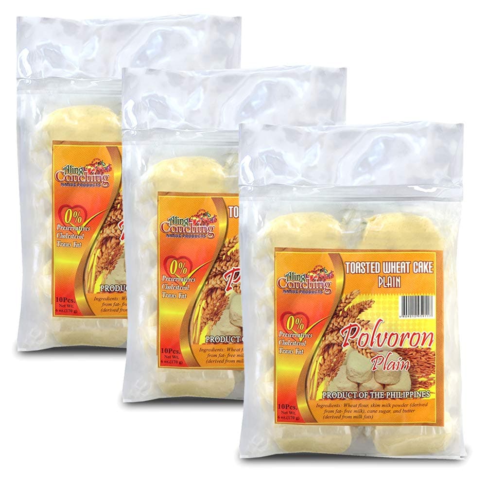 Aling Conching Polvoron Plain, 10 piece, 6 oz (170g) 3 Pack