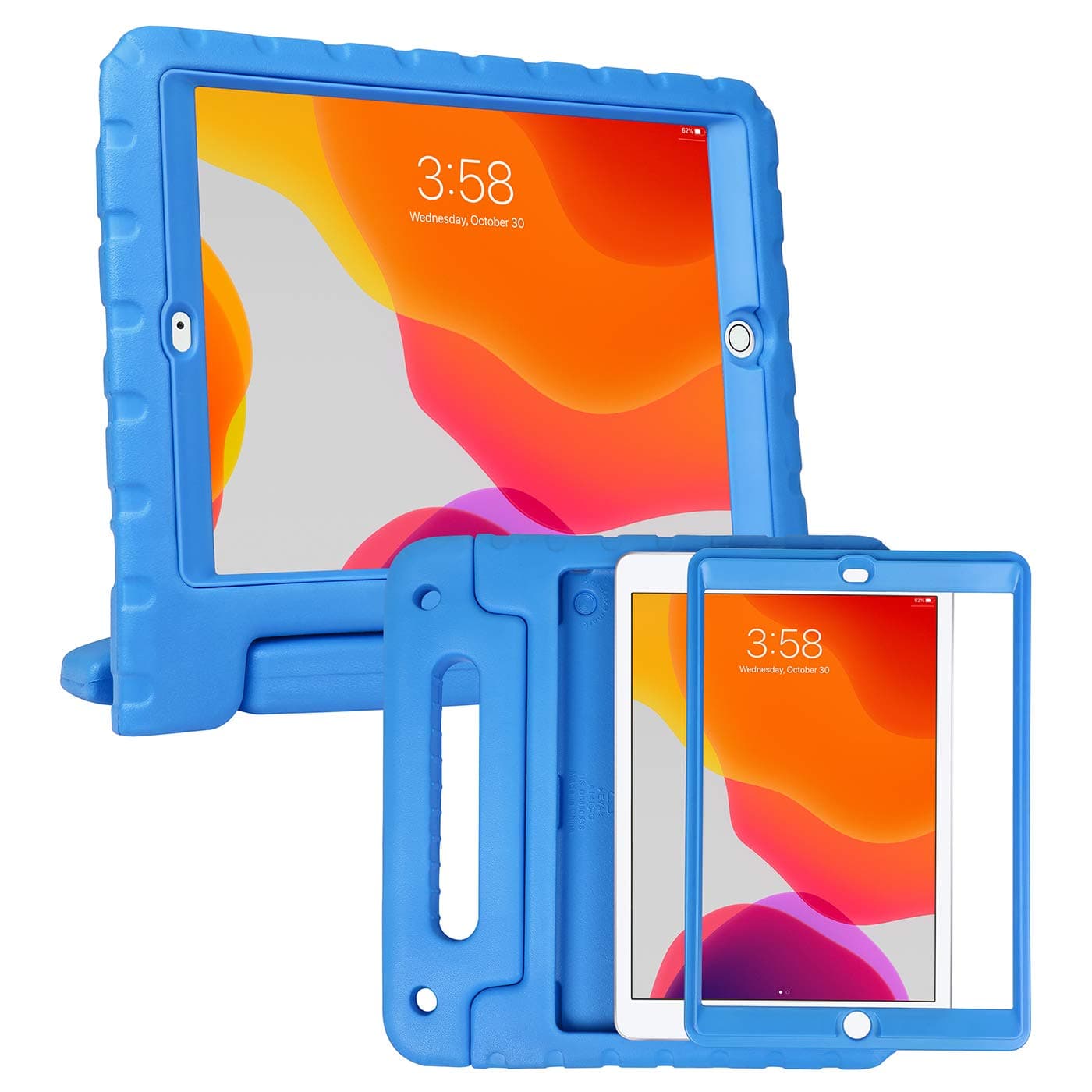 HDE Case for iPad 9th Generation 10.2 inch for Kids with Built-in Screen Protector Shockproof Cover with Handle Stand fits 2021 9th Gen, 2020 8th, 2019 7th Models Blue