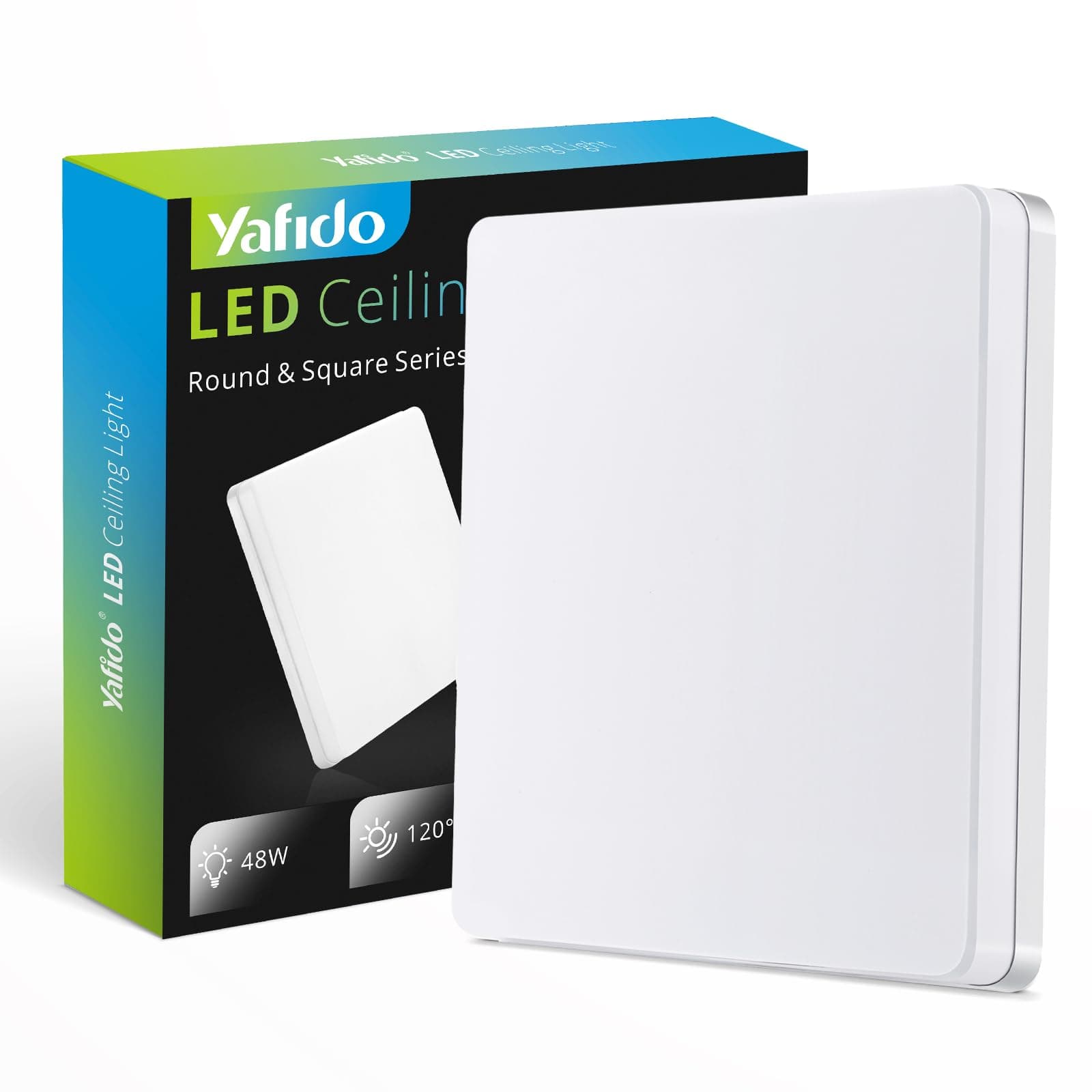 Yafido LED Square Ceiling Light Fitting 48W 4320LM, Warm White 3000K, IP44 Waterproof, 30CM Modern Ultra Bright Lighting Fixture 220V for Bathroom Kitchen Living Room Roof Office