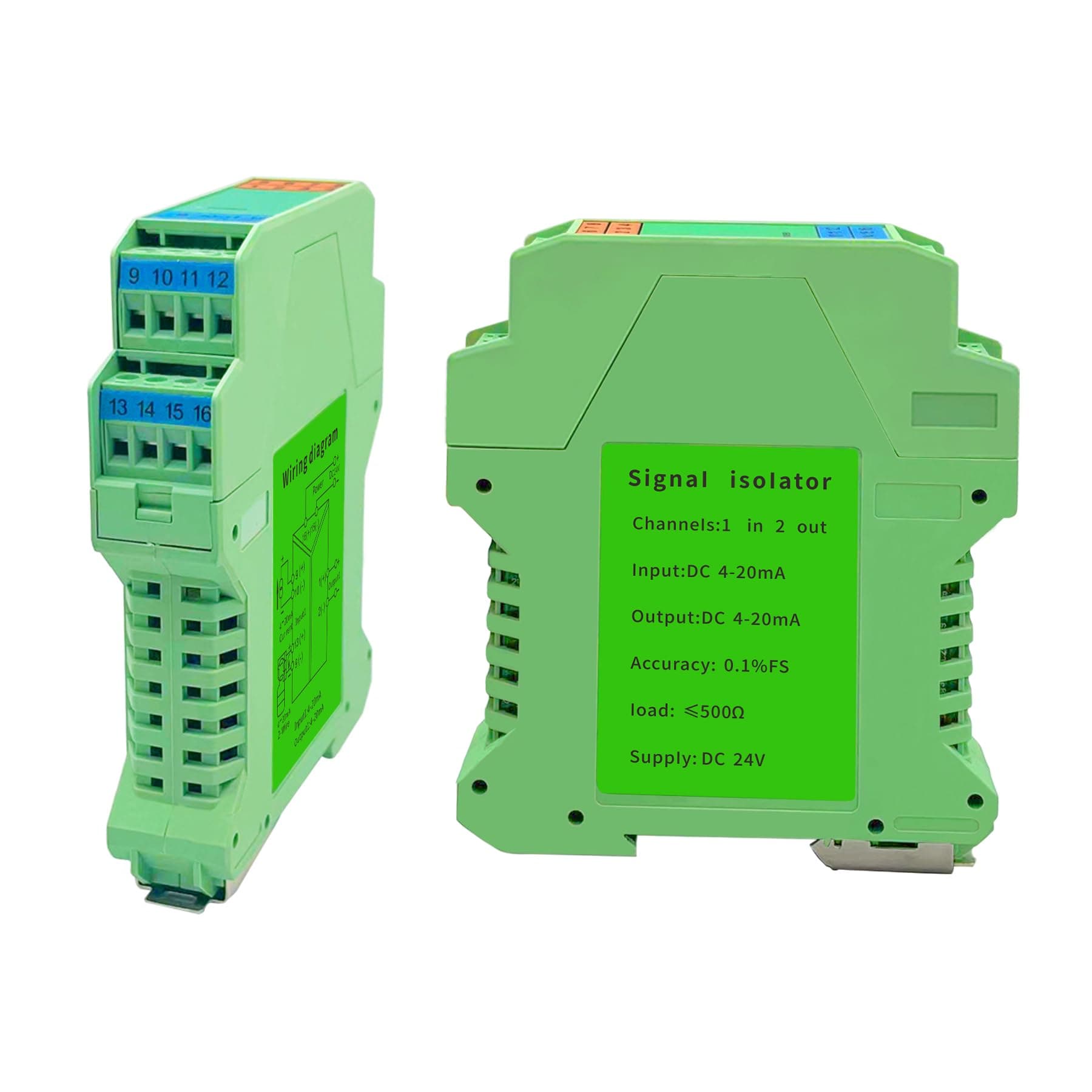 Signal Isolator DC 24V,PLC Detect Signal Conditioner,Module Analog Output(1 in 2 Out 4-20mA Turn 4-20mA)