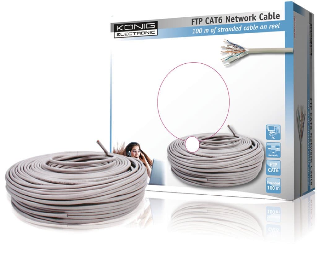 Konig FTP Cat6 Shielded Twisted Pair Network Patch Cable on 100m Reel