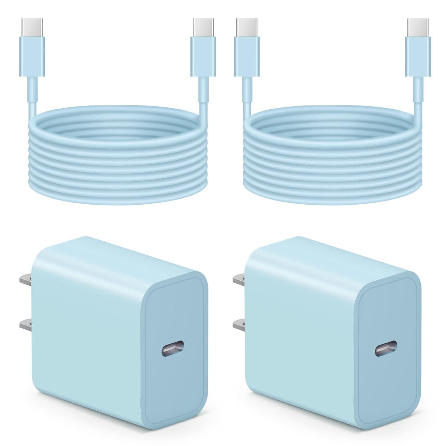 iPhone 17 16 15 Charger Fast Charging - 2 Pack 20W USB C Charger Block with 6FT Type C Cable Compatible with iPhone 17/17 Pro/17 Pro Max/Air/16/16e/15, iPad Pro, Air M3/M2/5/4, 11th/10th（Blue）