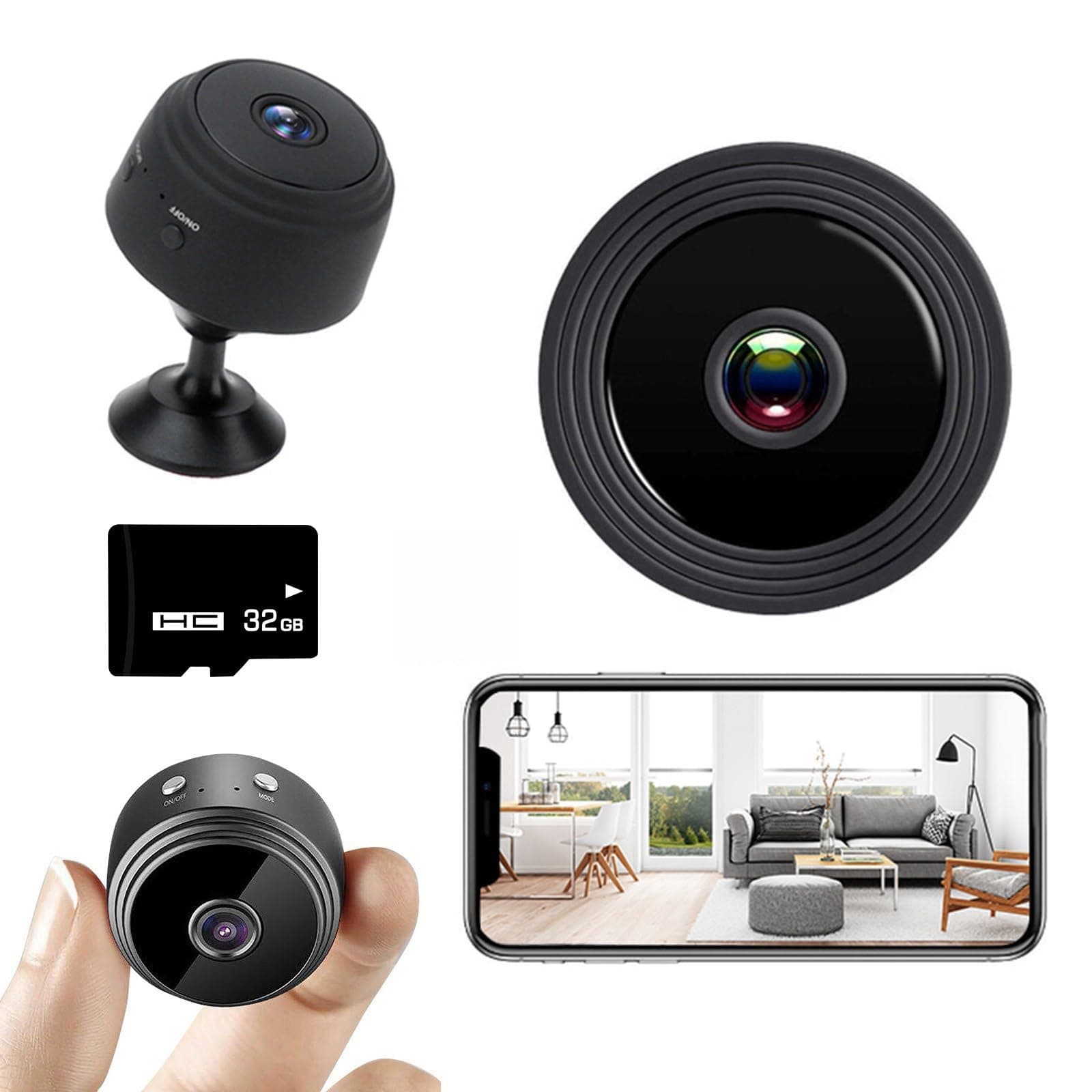Overstock Items Clearance Mini Camera, 1080p HD Security Cameras Micro Cam Video Audio Recorder Camcorder, Motion Detection, Infrared Night Vision, Car Cam Pet Camera with 32GB Memory Card