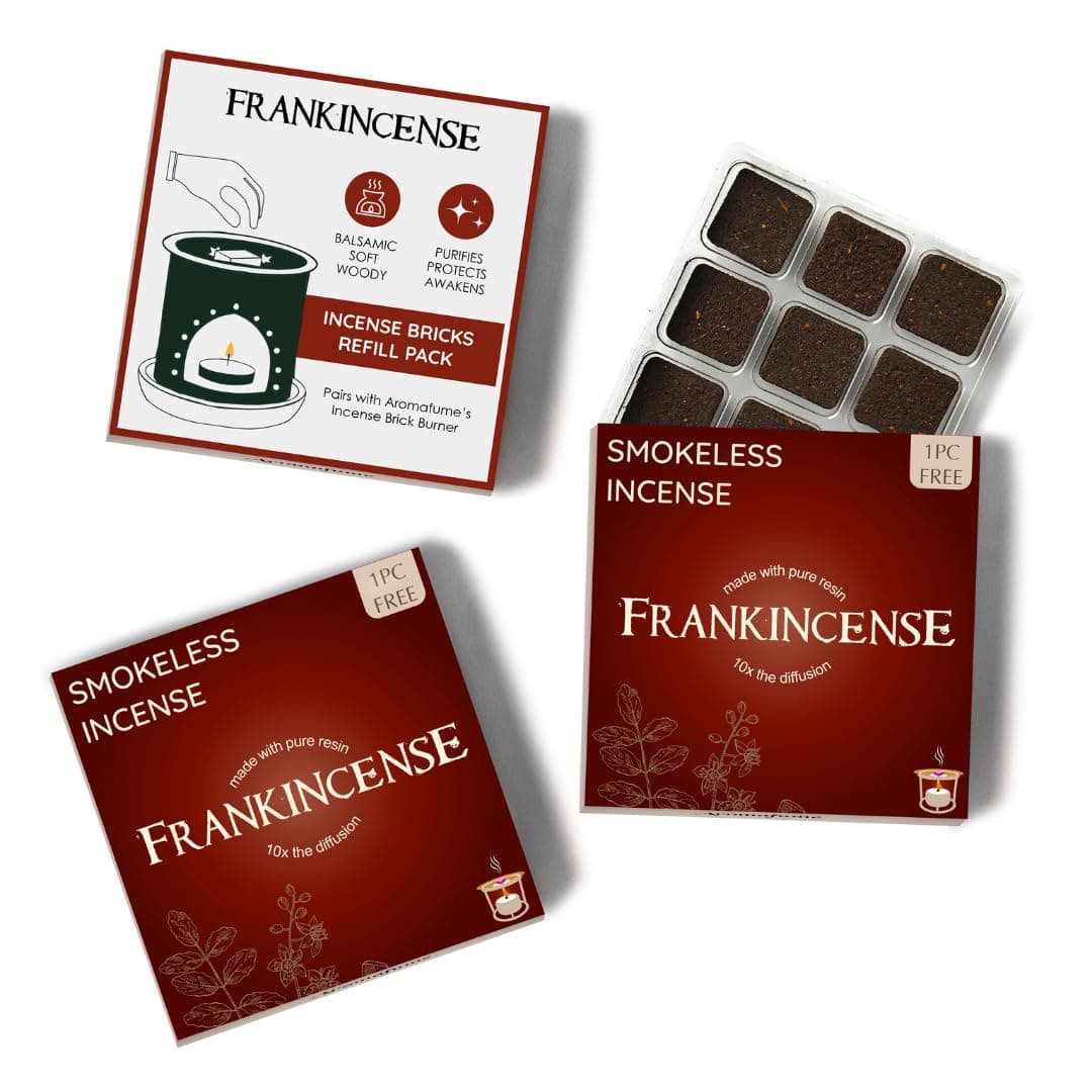 Aromafume Frankincense Incense Bricks Refill Pack | 3 Trays X 9 Bricks | Boswellia Carterii & Boswellia Serrata Extract, Native To East Africa & India | Calms & Relaxes | Low-Smoke & Non-Toxic