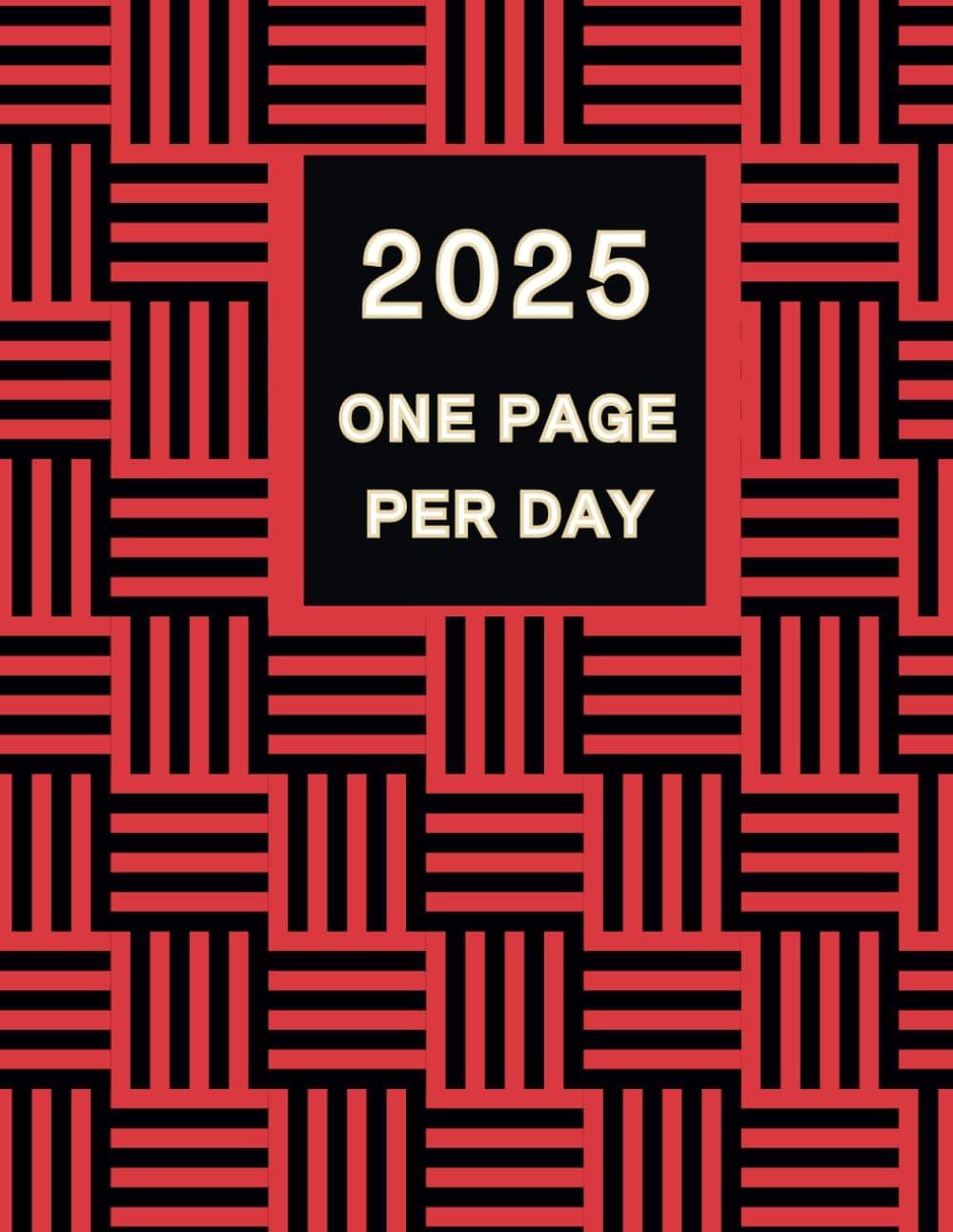 2025 One Page Per Day: Large Size Daily Diary 2025. One Year Fully Lined and Dated Journal from January 2025 to December 2025 with Beautiful Red Color Pattern Cover. 8.5″ x 11″ Trim Size.