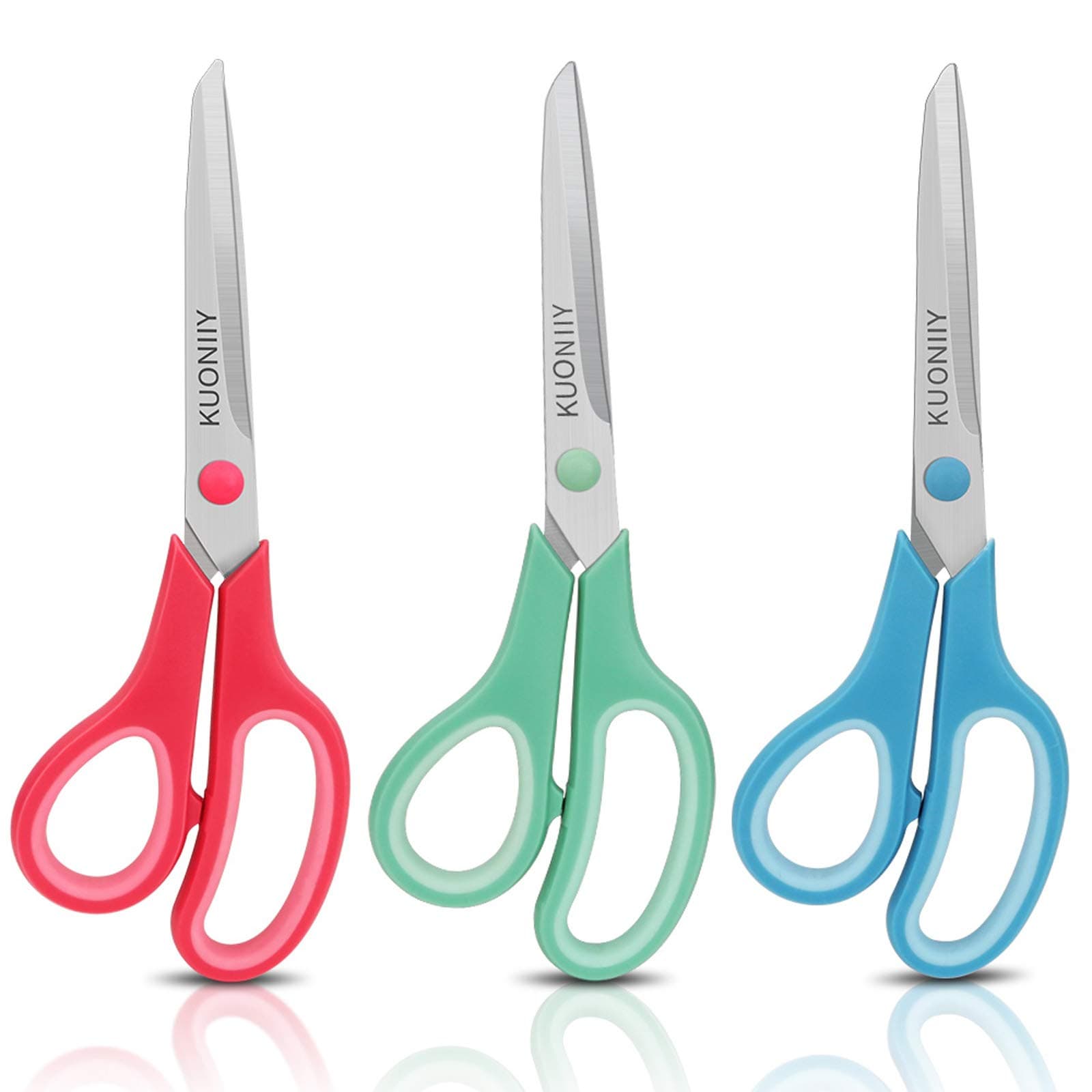 Scissors 8 Inch Soft Comfort-Grip Handles Sharp Blades, Set of 3
