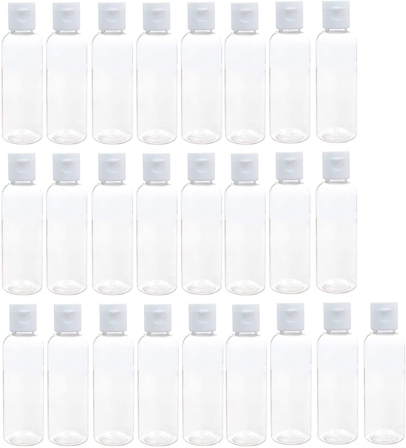 Hunky Dory 12pcs 50ml Empty Clear Plastic Bottles Refillable Travel Size Cosmetic Containers Small Leak Proof Squeeze Bottles with White Flip Cap for Toiletries,Shampoo. (Pack of 12)