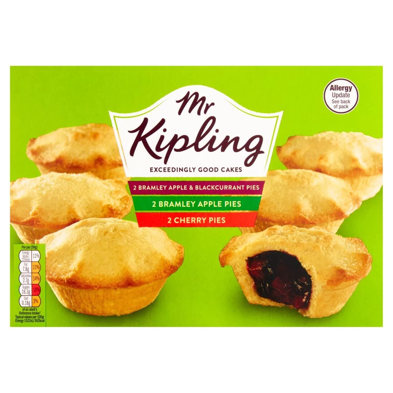 Mr Kipling Small Pastry Pies Bramley Apple & Blackcurrant / Apple / Cherry