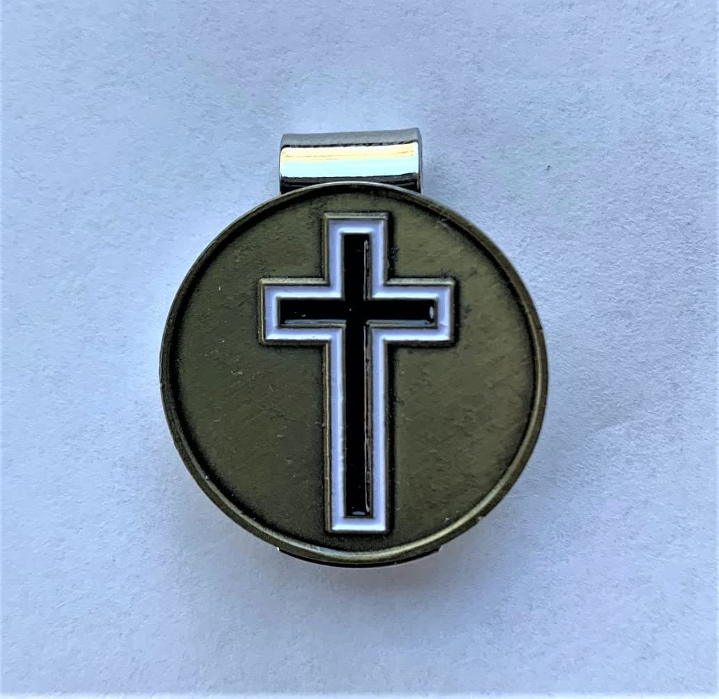 Cross Golf Ball Marker w/Silver Hat Clip