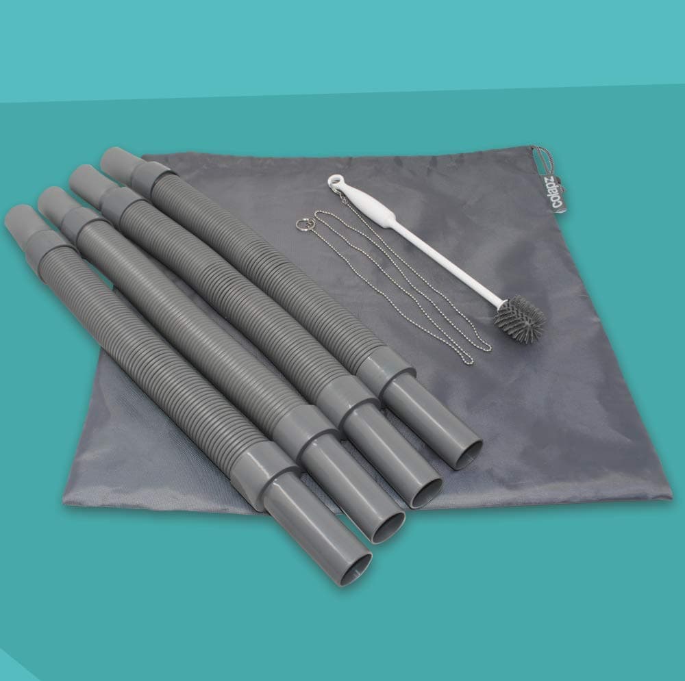 Colapz Caravan Accessories - Collapsible, Flexible & Extendable Waste Pipe System (4 X 1m Pipes, Carry Bag, Cleaning Brush). Caravan Wate Water Pipe Kit. Motorhome Accessories