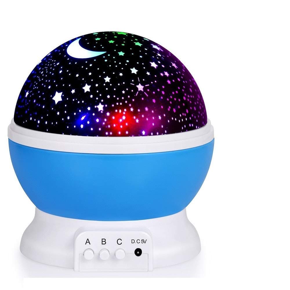 Night Lighting Lamp,Projection lamp,Moon Night Light USB Rotating LED Star Sky Projector Lamp,Star Light Rotating Projector, 4 LED Bulbs 8 Modes Mood Light,Decorative Light, Baby Nursery Light Blue