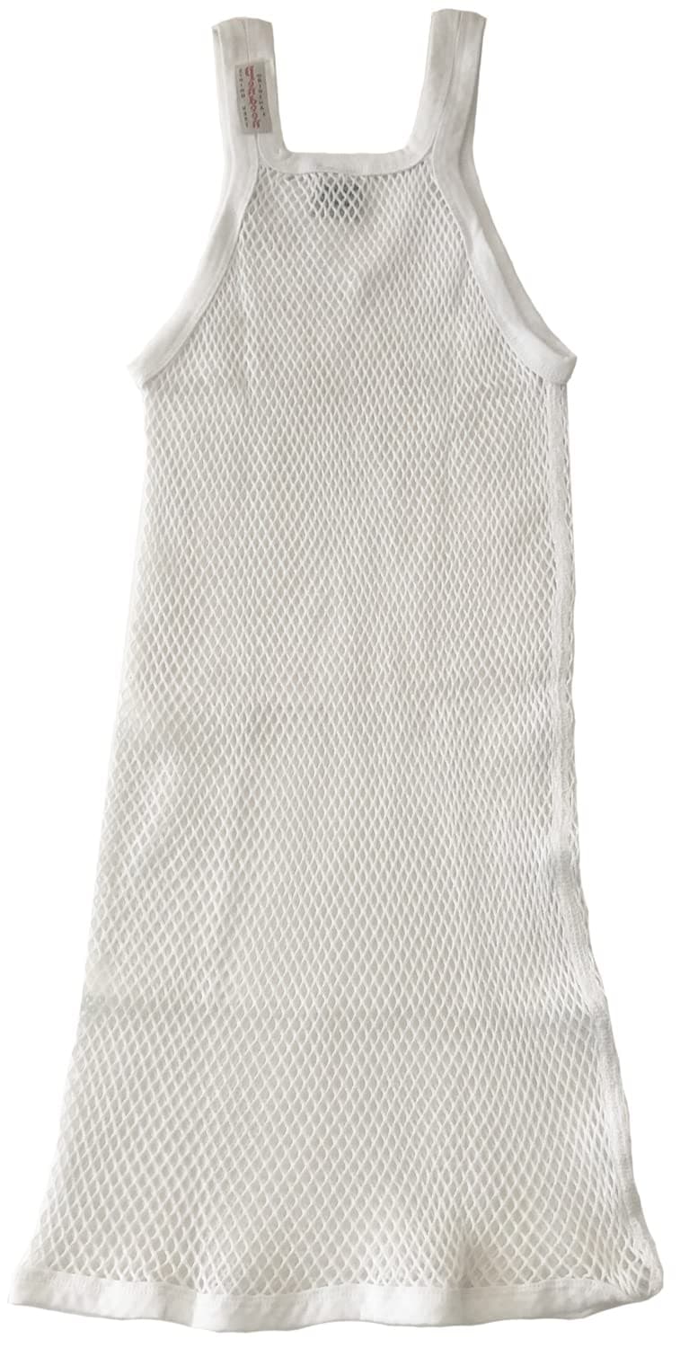 Mens Premium 100% Cotton Mesh Fishnet String Vest (Large, White)