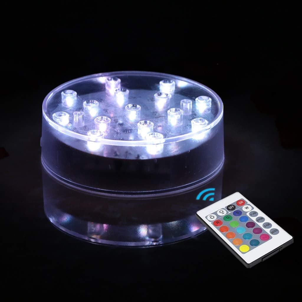 Rechargeable LED Light Base with Remote - 4 Inches Round LED Light Display Pedestal Multicolor Light for Vase Crystal Art Home Party Table Wedding Centerpiece Decoration