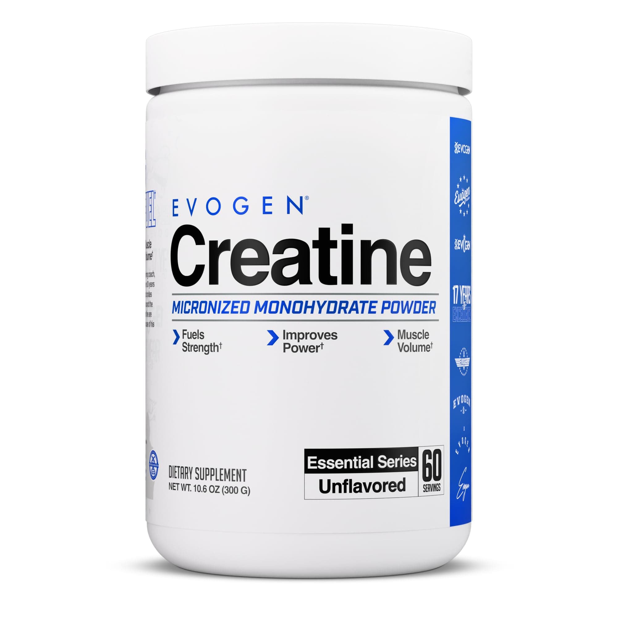 Evogen Creatine Monohydrate Powder - Micronized Creatine for Women & Men | Pure Creatine Powder Supplement for Strength, Power & Recovery | Unflavored | 60 Servings