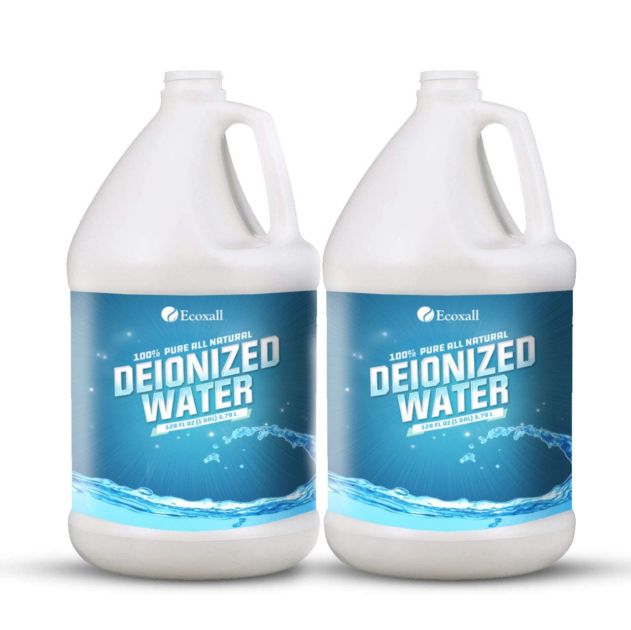 Ecoxall Chemicals - Number 1 - Highly Effective Multi-Purpose - Deionized Water - 2 Pack - 1 Gallon Bottle Jug - 128fl oz Purified Water Solution - UV Treated - Scientific Grade
