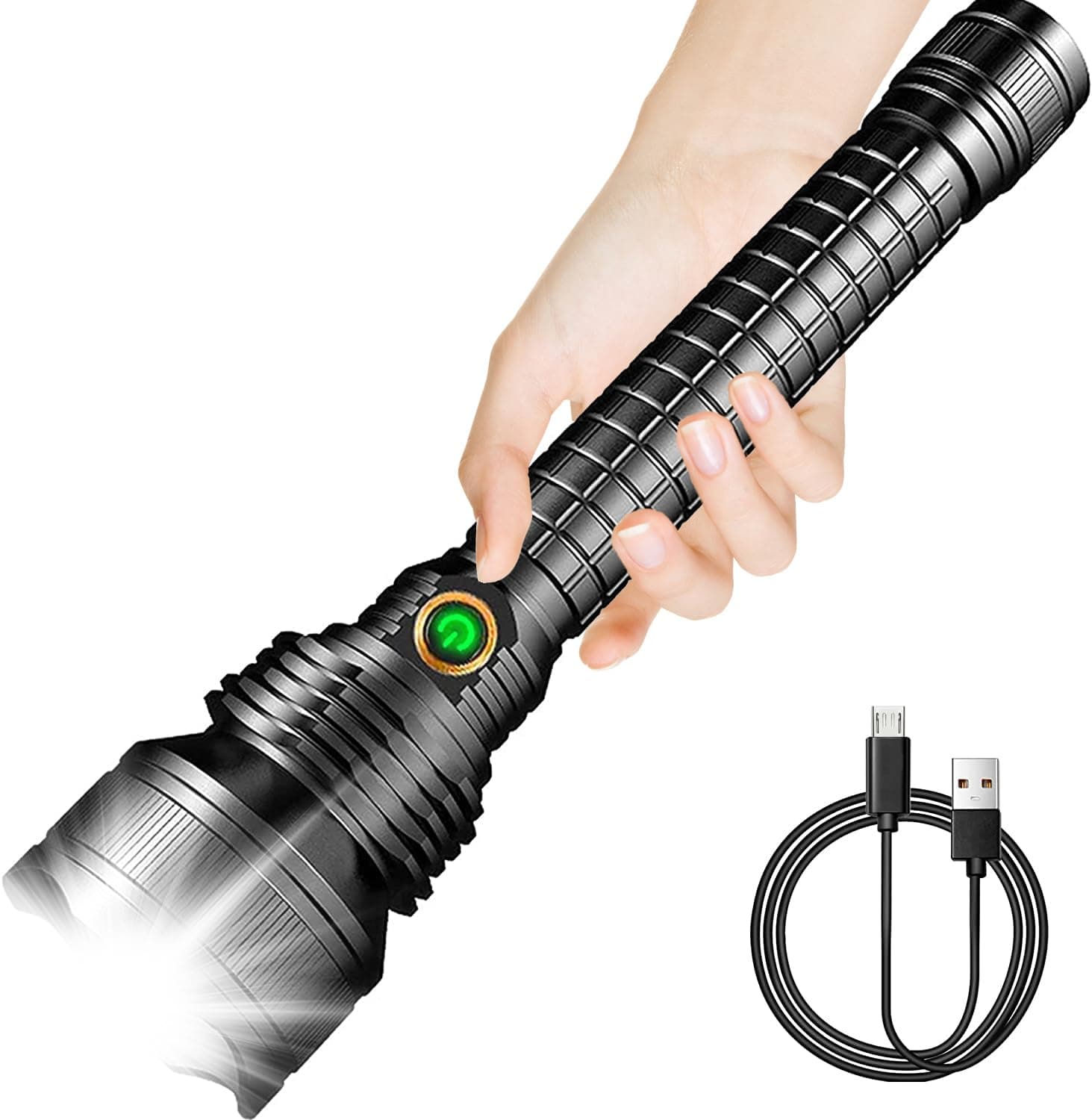 Flashlight 710000 High Lumen LED Rechargeable Tactical Flashlight with 5 Modes, Waterproof Large Handheld Brightest Flashlight for Camping Hiking Biking Outdoor Emergency Activity