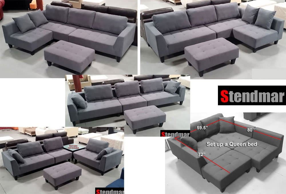 New 4pc Multi Function Sectional Sofa in Grey Microfiber S160G