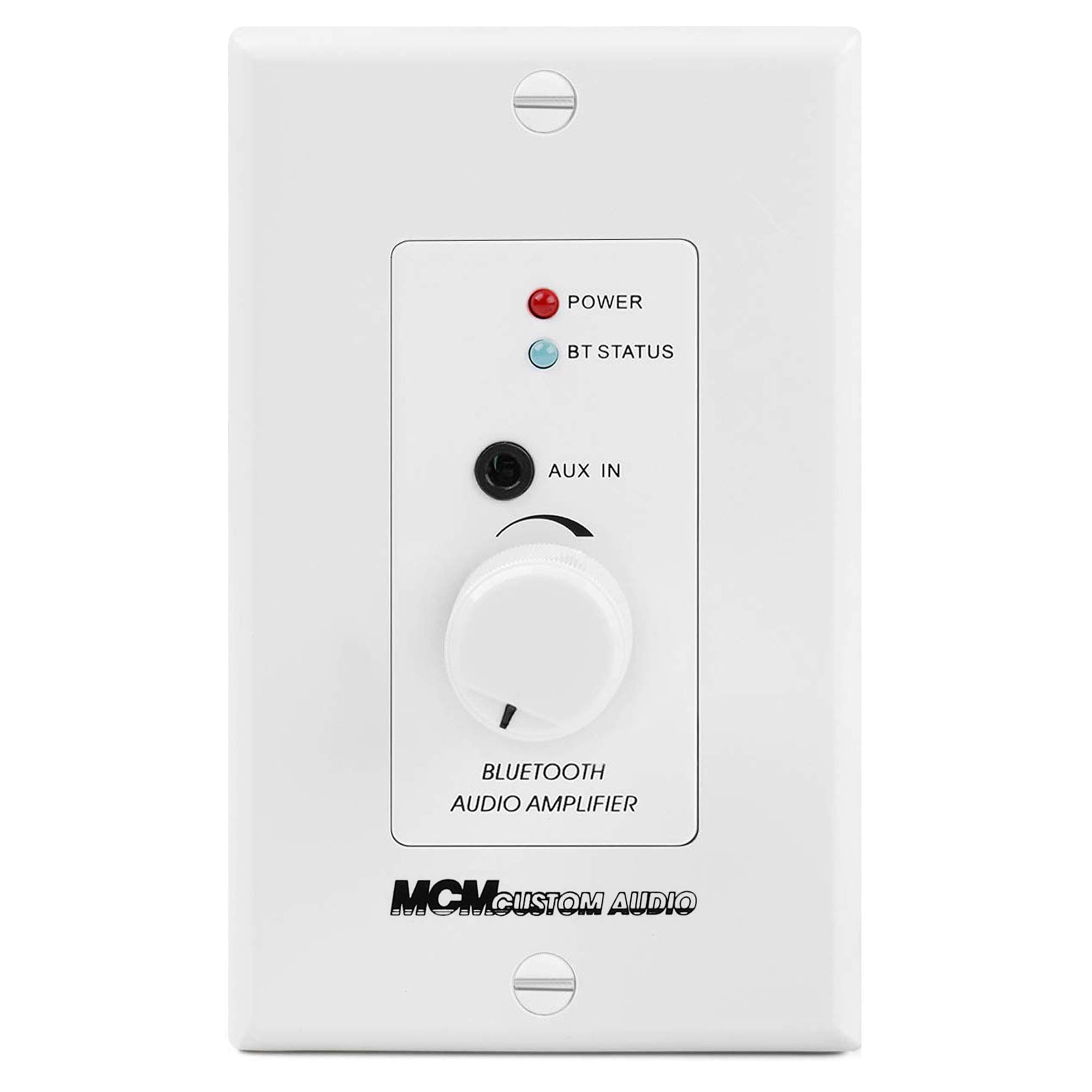 Mcm Custom-Audio in Wall Stereo Amplifier with Bluetooth Wireless Music Receiver in-Wall Audio Control Receiver with Built-in Amplifier Volume Control, 3.5mm Headphone Jack AUX Input Module for Sound