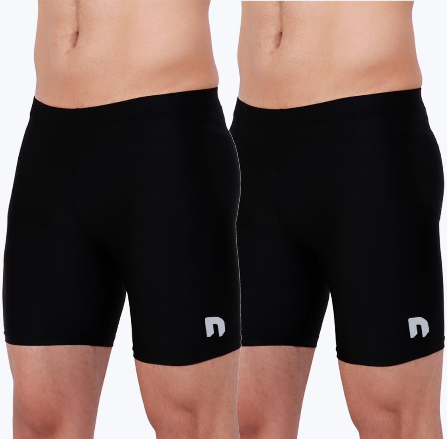 NEVER LOSEMen's 3, 2 or 1 Pack Compression Shorts Pants Tights Baselayer Sports Running Athletic Active Underwear Workout (in, Alpha, L, Standard, Black Pack of 2)