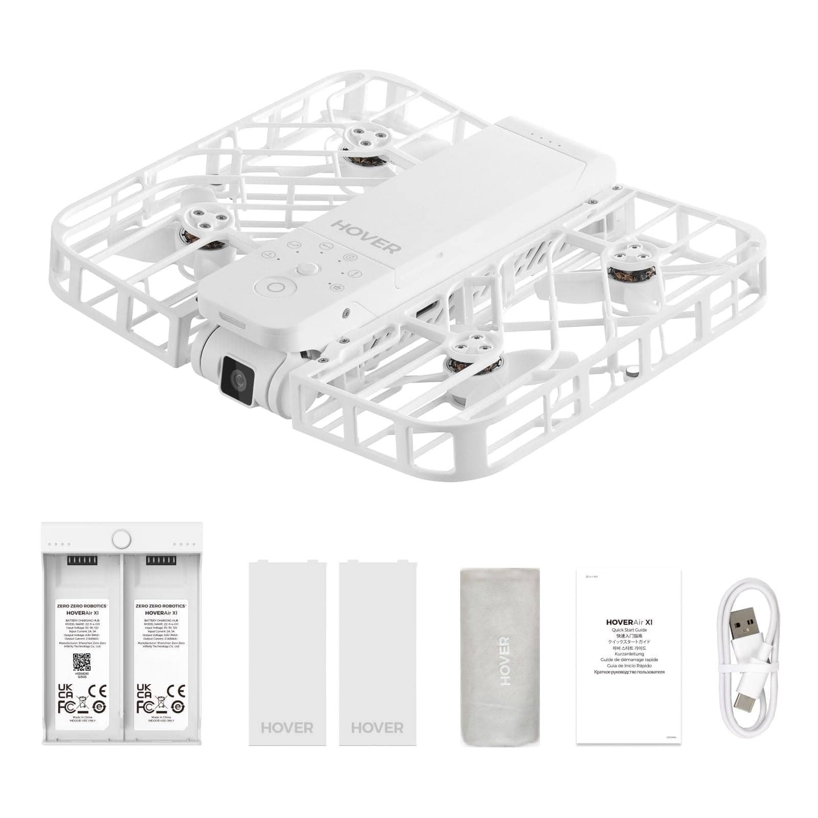 HOVERAir X1 Drone with Camera, Self-Flying Camera Drone with Follow Me Mode, Foldable Mini Drone with HDR Video Capture, Palm Takeoff, Intelligent Flight Paths, Hands-Free Control White (Combo Plus)