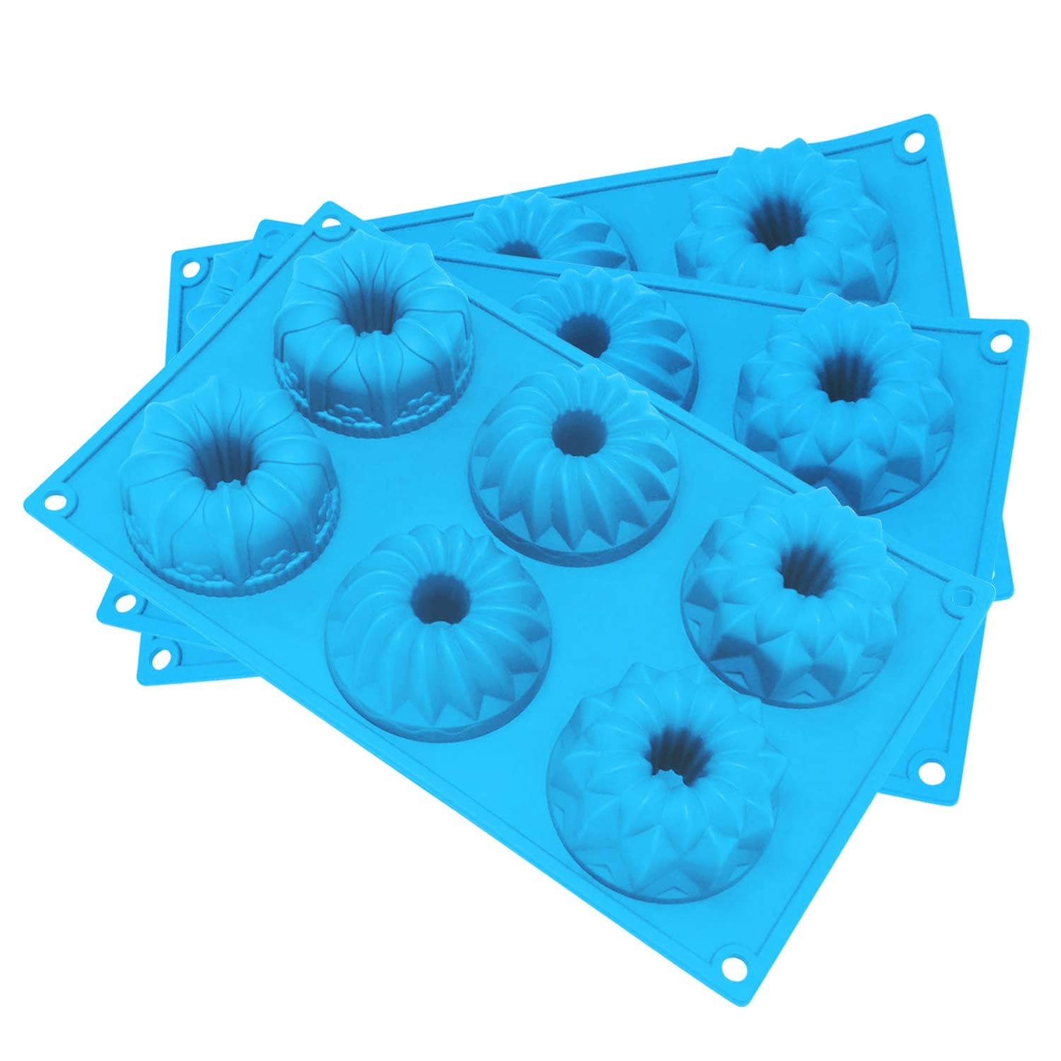 Mini Fluted Cake Pans, 3 Packs Reusable Silicone Baking Pan, Non-Stick Jello Molds for Cupcake, Jello, Brownie, Donut, Ice Cream