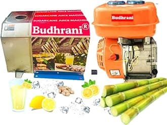 Budhrani® by Master Machines Stainless Steel Manual 4 Roller Sugarcane Juice Machine with Engine, Hand Sugar Cane Juicer, Sugarcane Squeezer with Engine For Commercial Use - 1 Year Warranty MM - 42