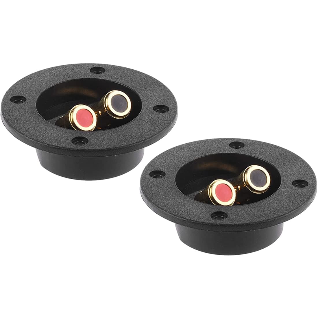 1 Pair 3-Inch Double Binding Round Gold Plate Push Spring Loaded Jacks Speaker Box Terminal Cup