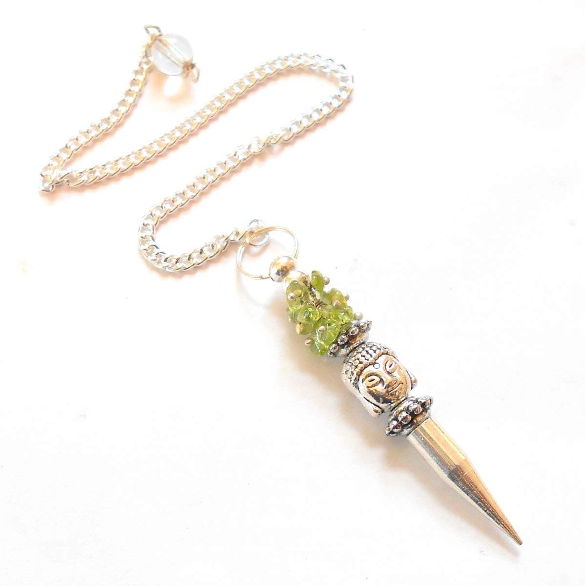 earthegy Peridot Buddha Chip Gemstone Pendulum