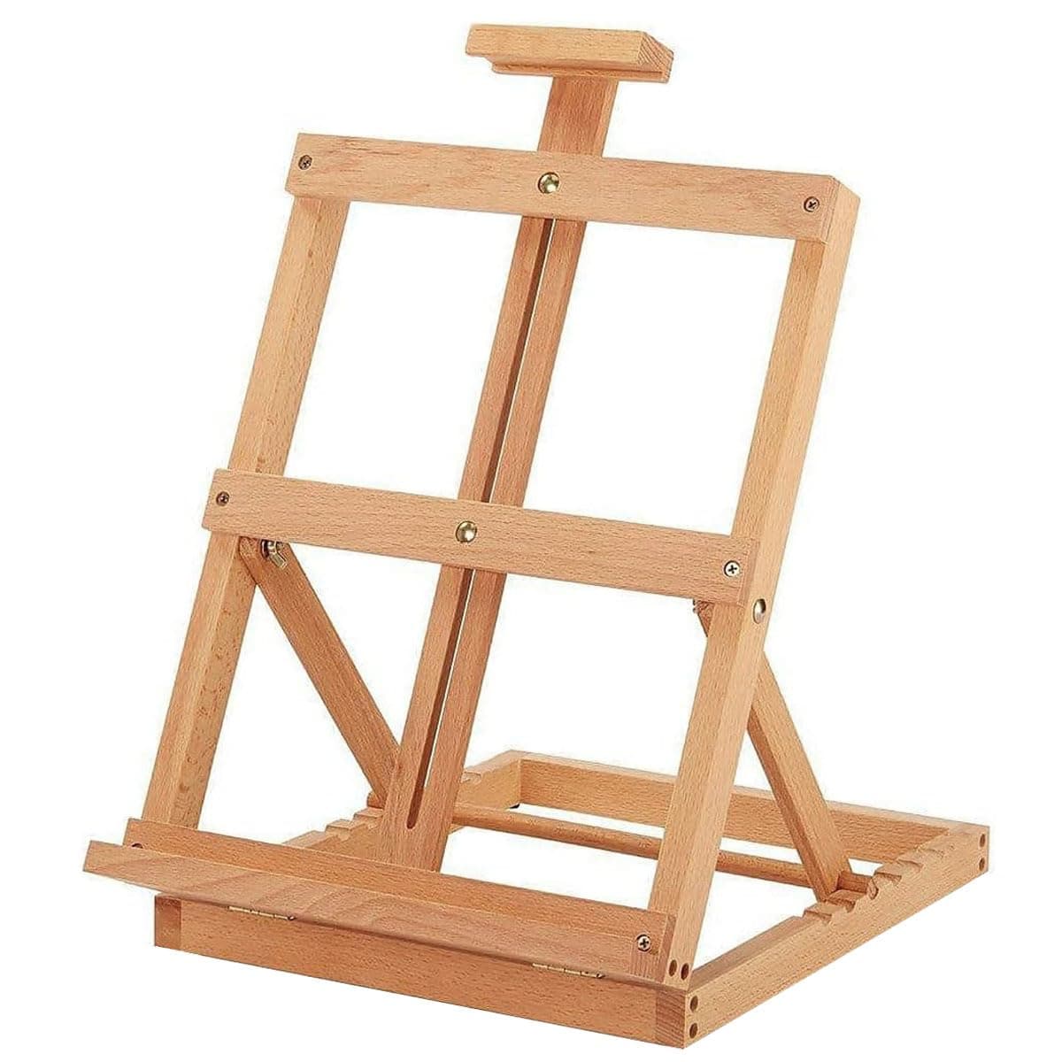 Heavy Duty Tabletop Wooden H- Frame Studio Easel - Artists Adjustable Beechwood Painting and Display Easel,Holds Up to 31" （80cm）Canvas,Portable Sturdy Table Desktop Holder Stand