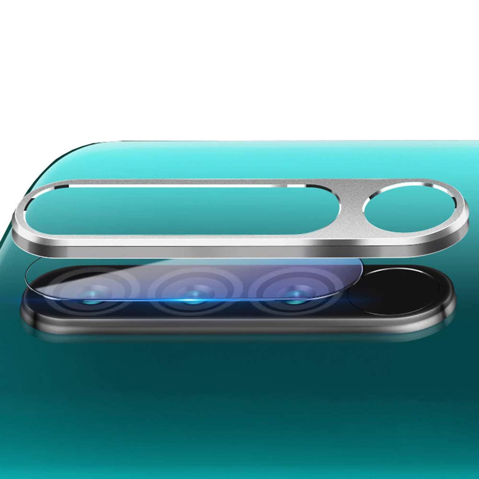 NOKOER Camera Lens Protector for Xiaomi Redmi Note 8 Pro, [2 in 1] Camera Lens Protector Ring + Camera Lens Tempered Glass Protector Film, 360 Degree Protection [Anti-Fall] [Wear Resistant] - Silver