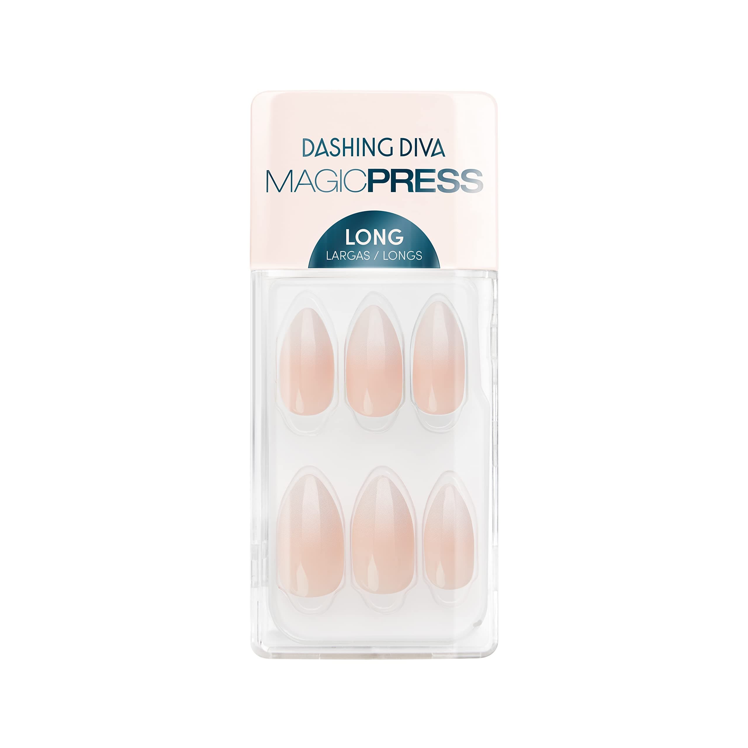 Dashing Diva Magic Press - Barely Bougie | Long, Stiletto Press On Nails | Long Lasting Stick On Gel | Lasts Up to 7 Days | Contains 30 Nails, 1 Prep Pad, 1 File