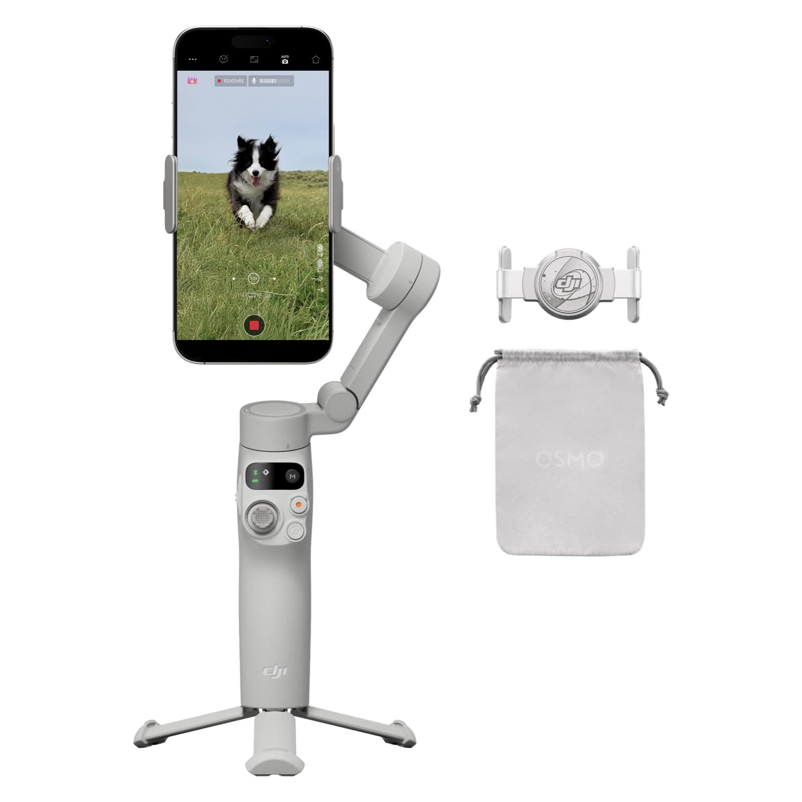 Osmo Mobile 7 Gimbal Stabilizer for iPhone, Android, Built-in Tripod, Ultra-Light, Comfortable Grip, 3-Axis Phone Gimbal, ActiveTrack 7.0, ShotGuides, One-Tap Edit, 10hrs Use, Phone Charging
