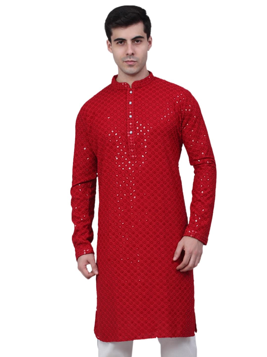 Jompers Men's Embroidered Chikankari Kurtas and Sequence