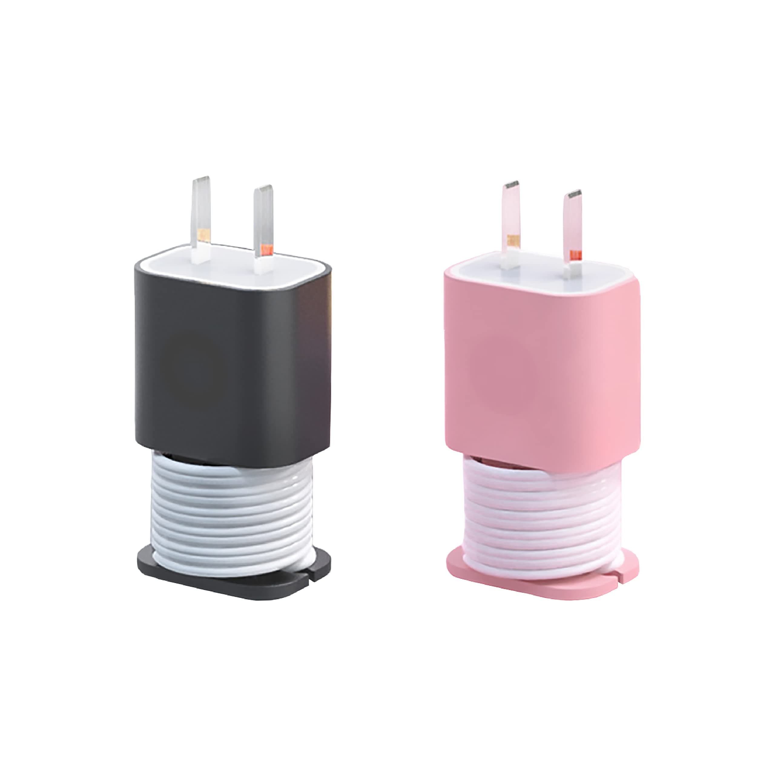 2 in 1 Silicone Charger Protector with Cord Wrap, iPhone Silicone Power Adapter Case, Snapback Charger Winder, Compatible with 18W/20W (2P-BP)