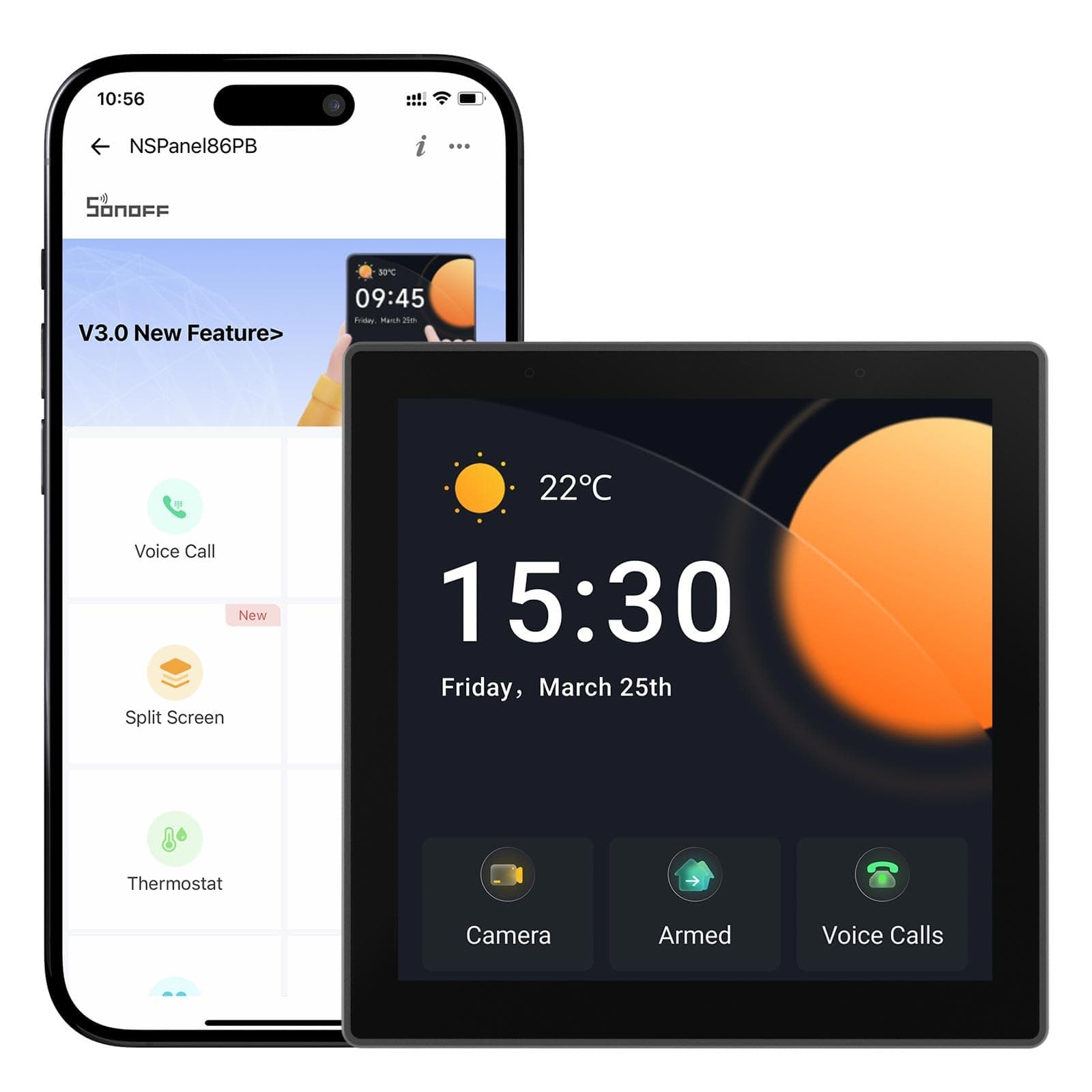 SONOFF NSPanel Pro Smart Home Control Panel, Integrate Zigbee Gateway with Home Security, with Power Consumption Statistics, Thermostat, Call Intercom, etc. Works with Alexa & Google Home, Black