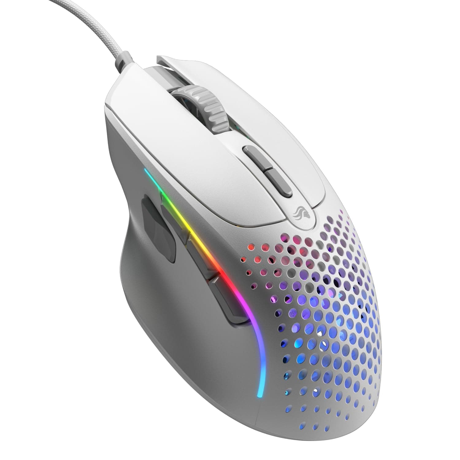 Gaming Model I 2 Wired Gaming Mouse: 9 Programmable Buttons (2 Swappable), 66g Superlight, 26k Optical Sensor, 80M Click Rated Switches, MMO/MOBA/FPS, Side Thumb Rest (White)