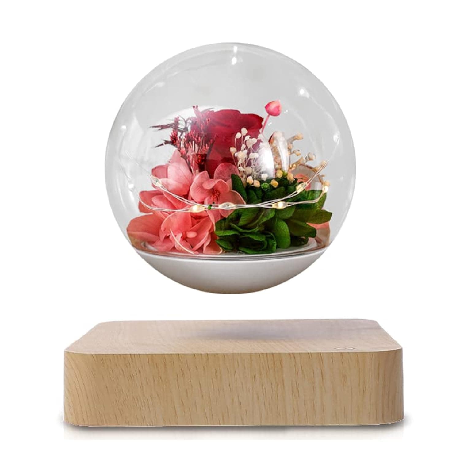 PeacePlanet Floating Flowers with LED Light, Rose, Gift, Touch Control, Levitate & Rotate in Air, Night Light, Gift for Birthday, Anniversary (REAL FLOWERS: LED illuminated + Touch Control)