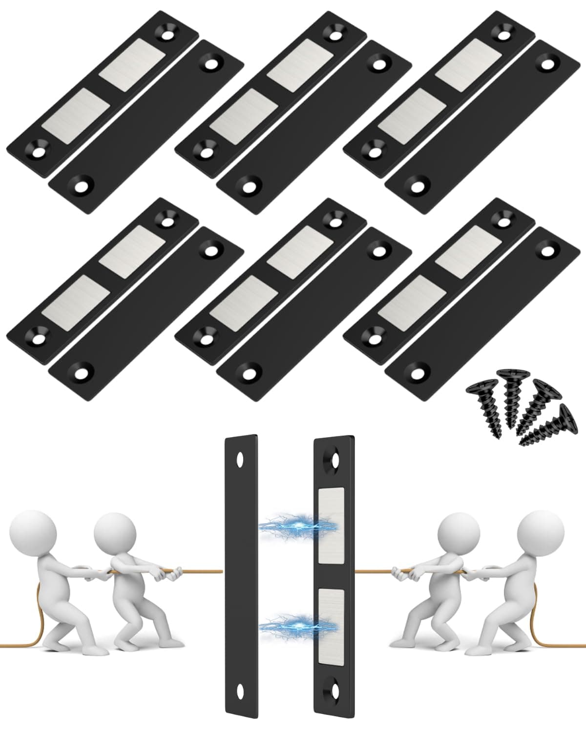 - Jiayi 6 Pack Ultra Thin Magnets Latch, 30 Lb Kitchen Door Magnetic Catch Screw on Adhesive, Strong Cabinet Double Magnet Catch for Wardrobe Closet Door Drawer Wardrobe Cupboard Closing