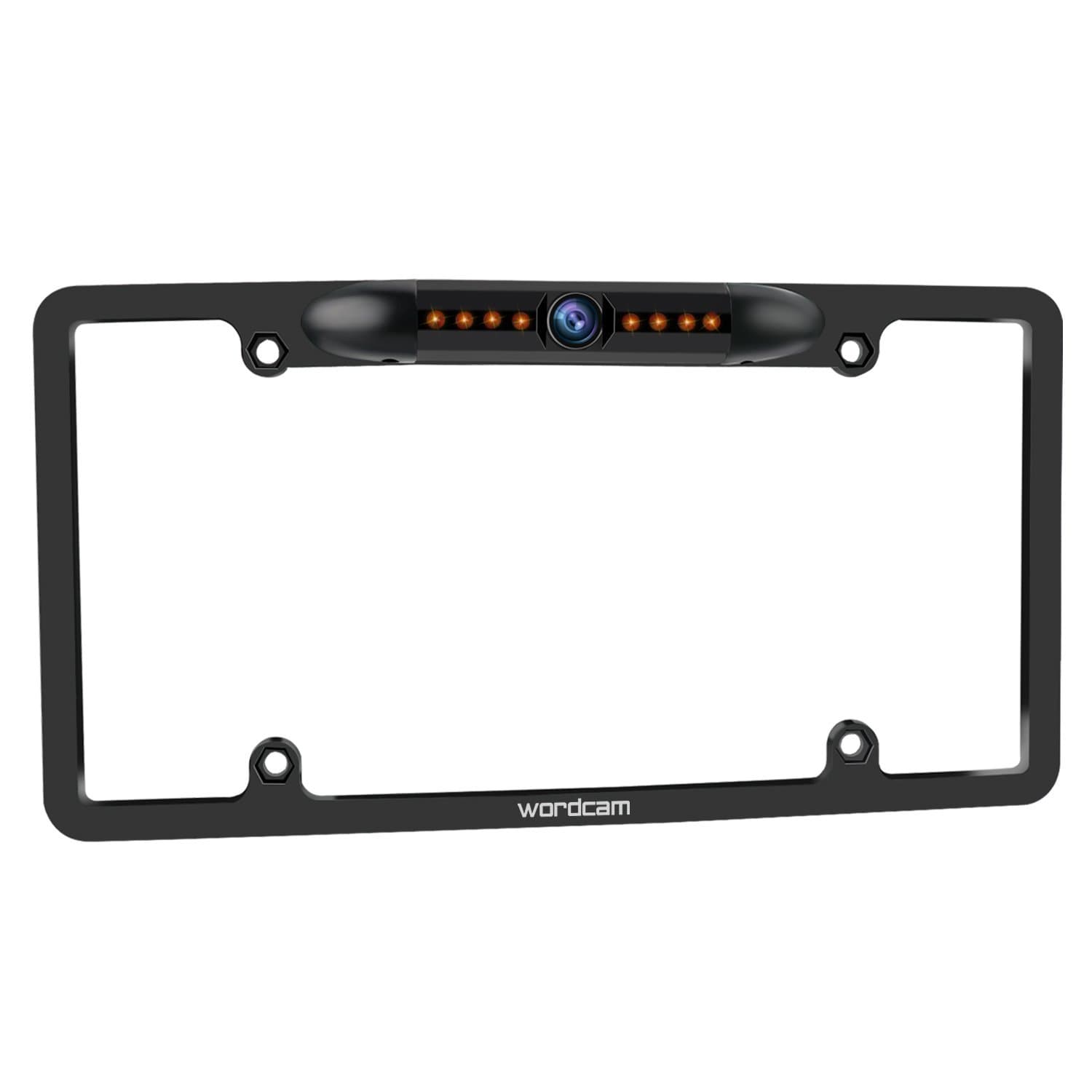 Wordcam License Plate Frame Rear View Backup Camera 170° Viewing Angle Universal Car License Plate Frame Mount Waterproof High Sensitive 8 IR LED Night Vision Reverse Parking Aid System