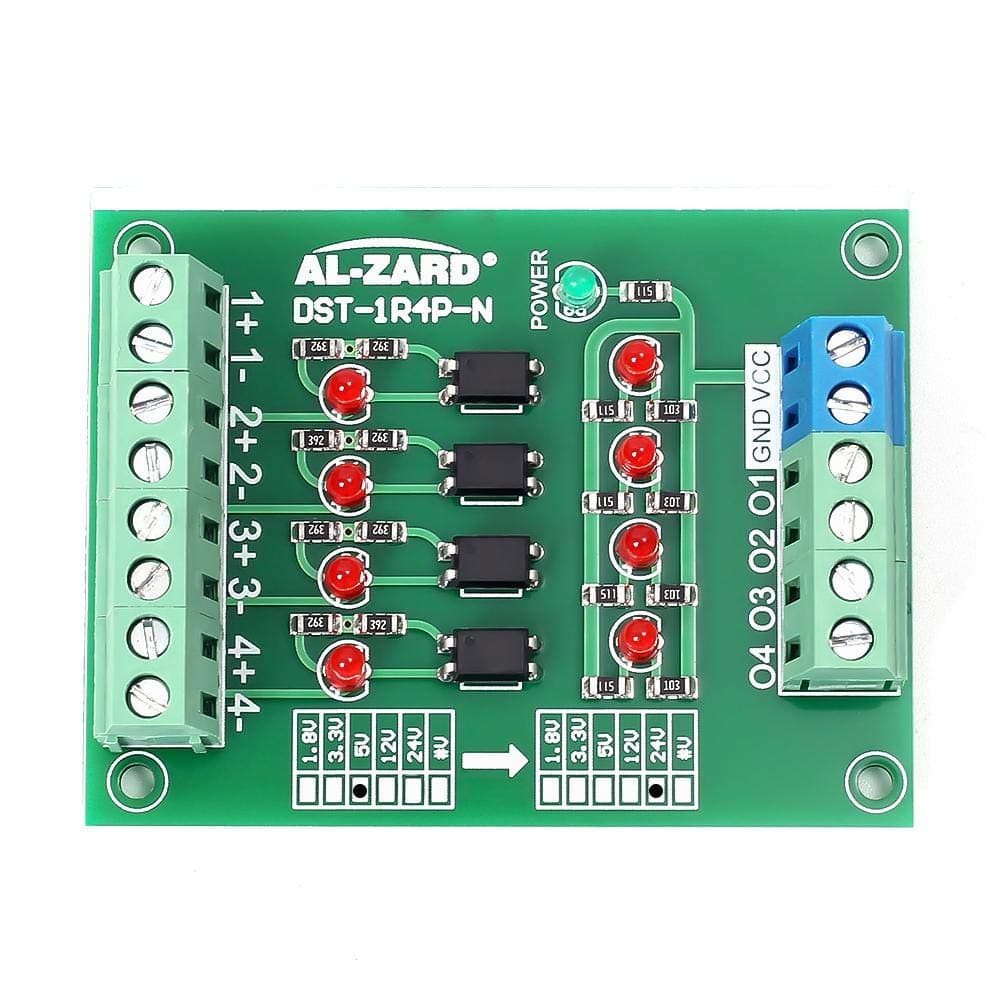 5V to 24V PLC Signal Converter Module, 4 Bit Optocoupler Isolator Maluokasa DST-1R4P-N Converter Board PNP NPN to NPN
