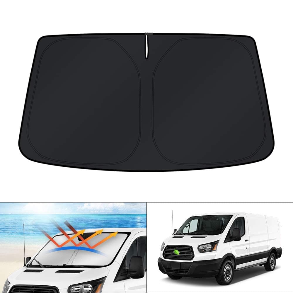 KUST Windshield Sun Shade for 2015-2025 2026 Ford Transit Accessories Wagon XL,Wagon XLT Cargo Vehicle,Connect Van XL Custom Fit Sunshade Foldable Sun Visor Protector Blocks UV Rays Keep Car Cooler