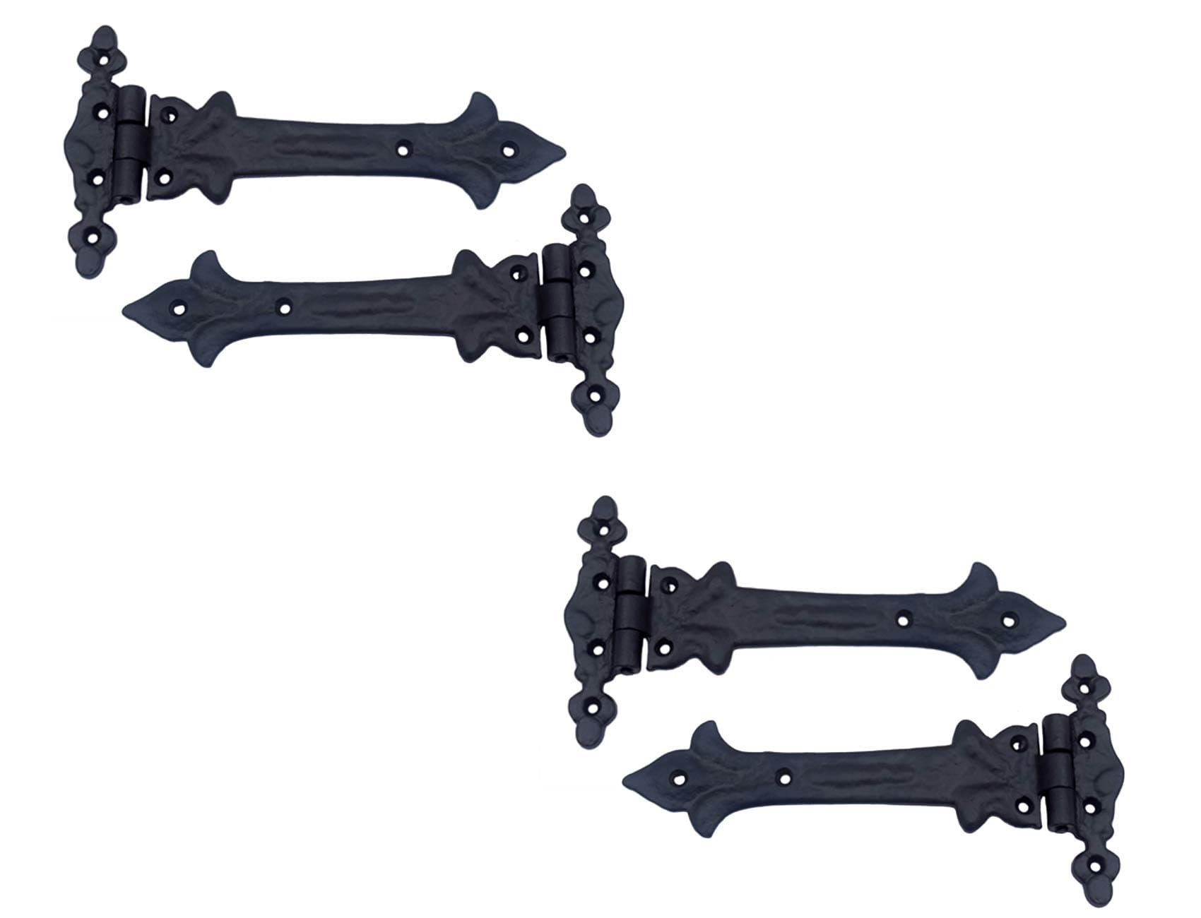 Adonai Hardware Adonijah Antique Cast Iron Strap T Hinge (7.9" x 4 Pack, Matte Black) for Barn Doors, Gates, Kitchen Cabinets, Sheds, Wooden Box, Furniture, Cedar Chest and Trunks
