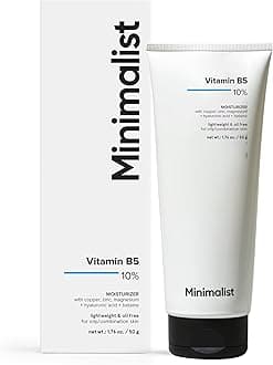 Minimalist Vitamin B5 10% Face Moisturizer with Hyaluronic Acid| Lightweight Oil-Free Barrier Repair Cream with Zinc,Copper & Magnesium|For Oily & Combination Skin |Acne Safe| Fragrance Free |50g