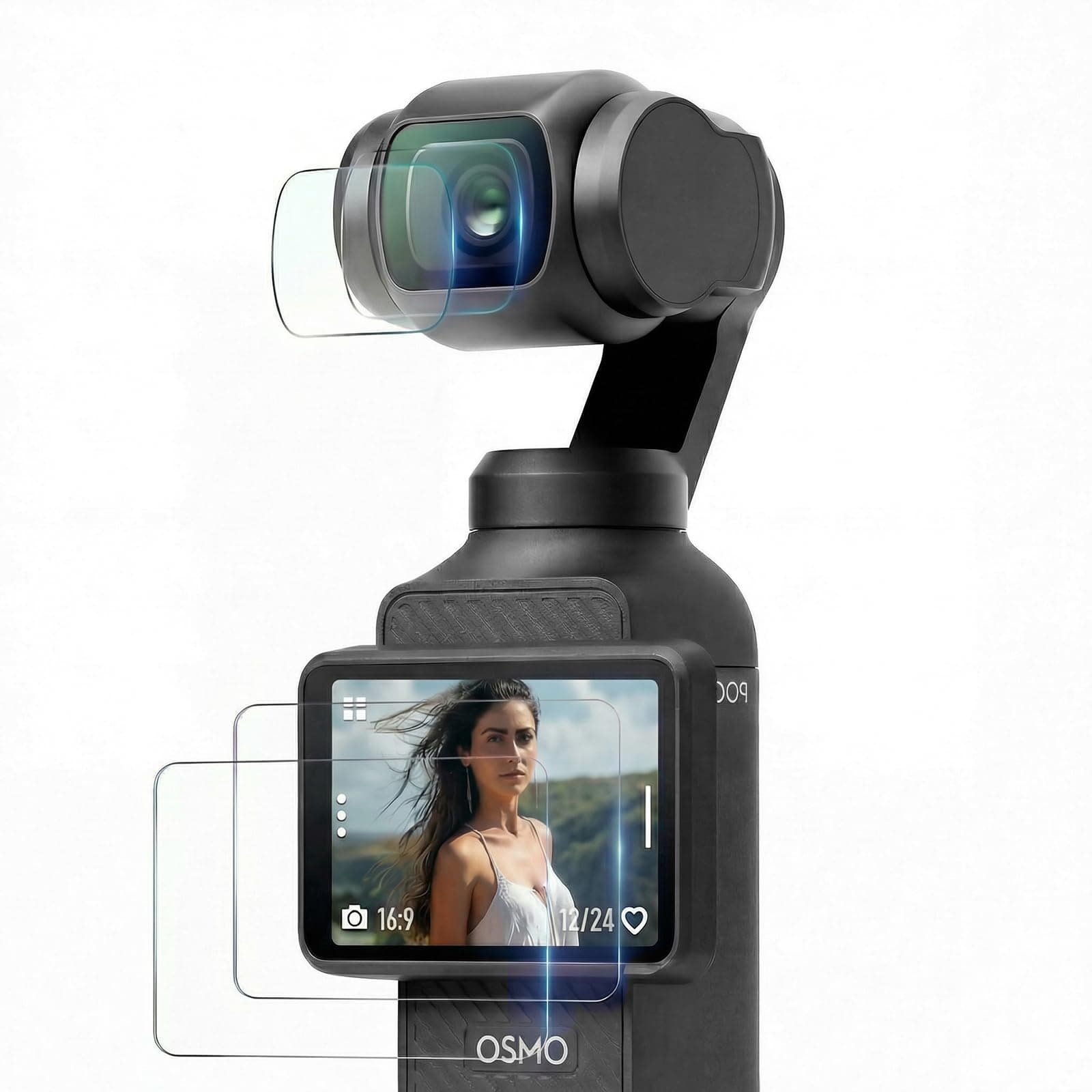 [2+2 Pack] T Tersely Tempered Glass Screen Protector for DJI Osmo Pocket 4 (2026 Released) / 3 (2023 Released), Lens Camera + Screen Protector Film for DJI Pocket 4/3