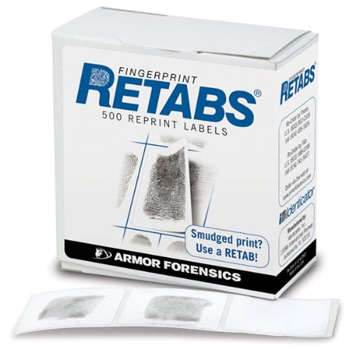 Identicator Fingerprint Systems Retabs Correction Labels, Pack of 500
