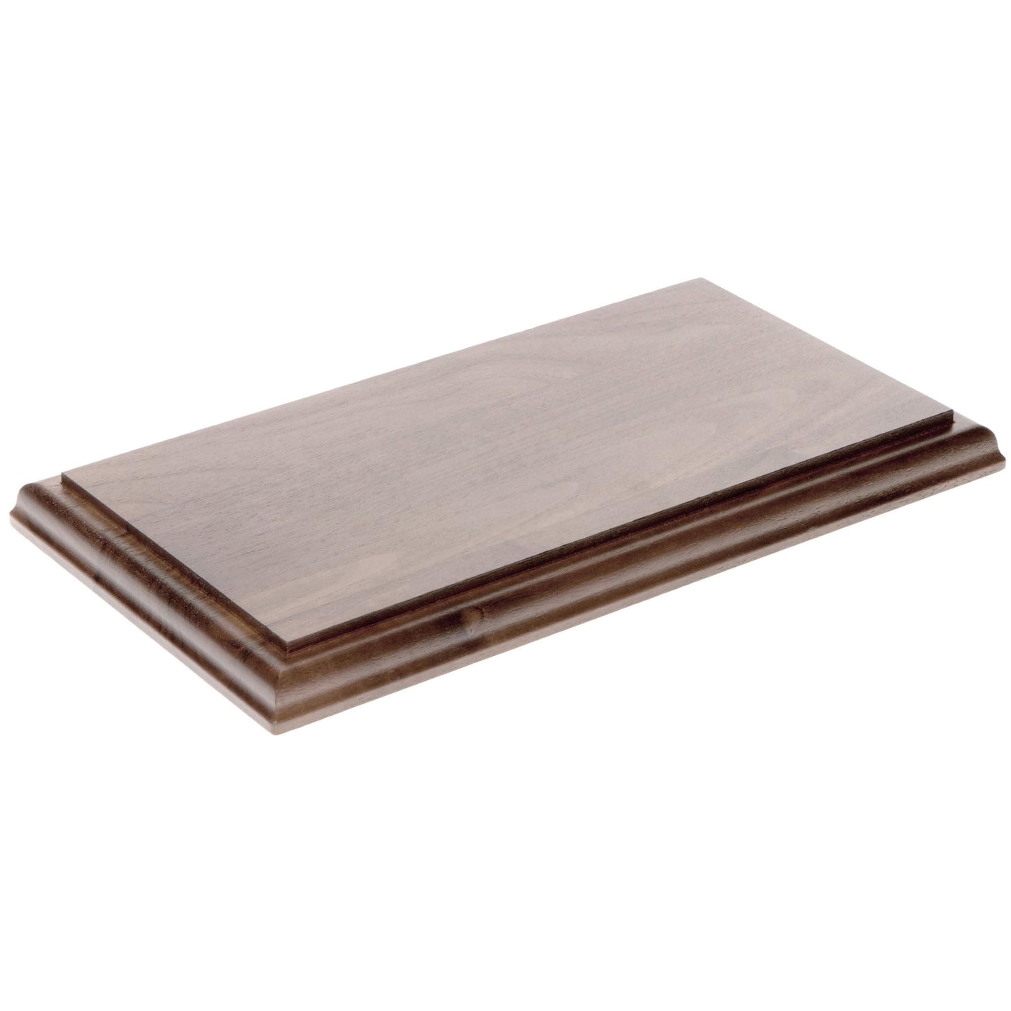 Plymor Solid Walnut Rectangular Wood Display Base with Ogee Edge, 9.75" W x 4.5" D x 0.75" H