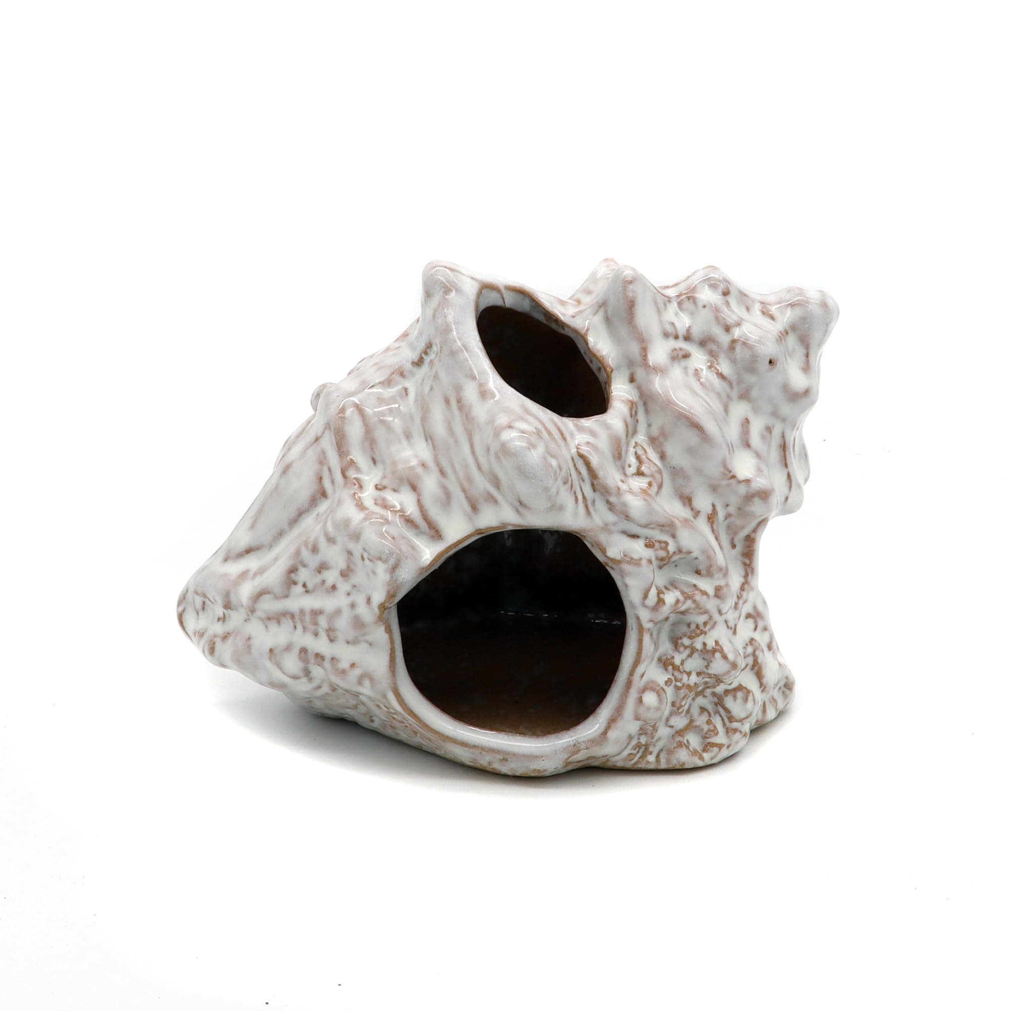 Aquarium Decorations Cave Ceramic Sea Shell Decor, Rock Cave Decor for Shrimp Cichlid Hiding Fish Tank (Sea Shell A)
