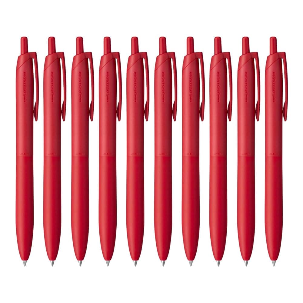 Uni Jetstream Single Ballpoint Pen, Equipped with 0.7mm Lite Touch Ink (Red), Red Body, SXNLS07.15, Set of 10