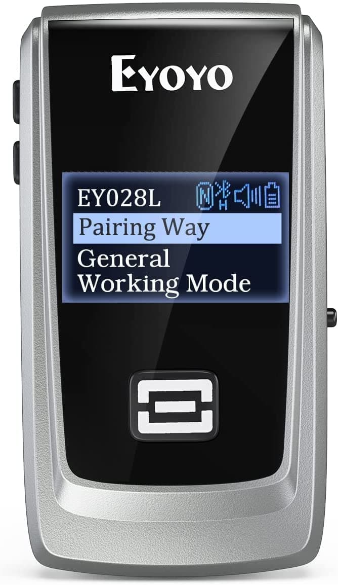 Eyoyo 1D Laser Mini Bluetooth Barcode Scanner with LCD Display, Portable Wireless USB 1D Bar Code Scanner for Inventory, Cordless Reader Compatible with Tablet Android iOS PC POS Windows